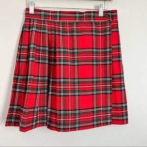 Vintage Red Plaid Wrap Mini Skirt
